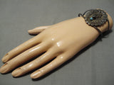 Important Blue Warrior Turquoise Vintage Native American Navajo Toad Sterling Silver Bracelet-Nativo Arts