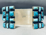 One Of The Best Native American Navajo Squared Spiderweb Turquoise Sterling Silver Bracelet-Nativo Arts
