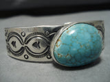 Exquisite Vintage Native American Navajo Carico Lake Turquoise Sterling Silver Bracelet-Nativo Arts