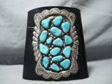 One Of The Best Vintage Native American Navajo Natural Turquoise Sterling Silver Ketoh Bracelet-Nativo Arts