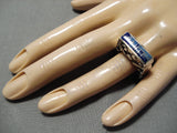 Incredible Vintage Navajo Inlay Lapis Sterling Silver Native American Ring-Nativo Arts
