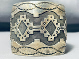 Get Your Exercise In 108 Grams Heavy Vintage Native American Navajo Sterling Silver Bracelet-Nativo Arts