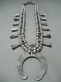 Women's Vintage Native American Navajo Jet Sterling Silver Squash Blossom Necklace-Nativo Arts