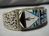Important Vintage Native American Navajo Tommy Jackson Turquoise Inlay Sterling Silver Bracelet-Nativo Arts