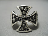 Marvelous Vintage Navajo Native American Skulls Sterling Silver Ring Huge!-Nativo Arts