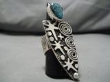 Important Vintage Native American Navajo Arrowhead Spiderweb Turquoise Sterling Silver Ring-Nativo Arts
