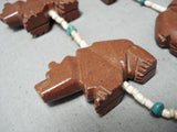 Native American Amazing Vintage Santo Domingo Turquoise Pipestone Bears Heishi Necklace-Nativo Arts