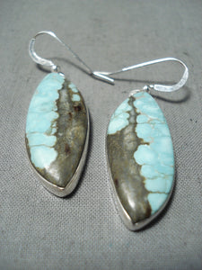 Astounding Navajo #8 Turquoise Mine Sterling Silver Earrings Native American-Nativo Arts