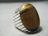 Huge Heavy Native American Navajo Sterling Silver Tigers Eye Ring-Nativo Arts