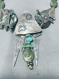 Very Rare Petroglyph Vintage Southwest Turquoise Sterling Silver Necklace-Nativo Arts