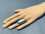 Striking Vintage Native American Navajo Abalone Sterling Silver Ring-Nativo Arts
