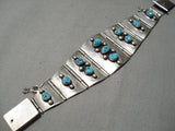Best Vintage Native American Navajo Turquoise Sterling Silver Channel Link Bracelet Old-Nativo Arts