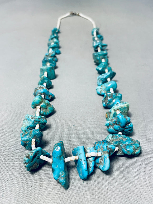 Native American Breathtaking Vintage Santo Domingo Kingman Turquoise White Shell Necklace-Nativo Arts