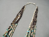 Very Unique Two Heishi Dark Light Vintage Native American Navajo Turquoise Necklace- Authentic-Nativo Arts