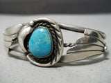 Marvelous Vintage Native American Navajo Kingman Turquoise Sterling Silver Bracelet Old-Nativo Arts