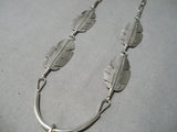 So Detailed!! Intricate Native American Navajo Sterling Silver Feather Shell Necklace-Nativo Arts