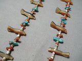 Expressive Vintage Native American Zuni Turquoise Sterling Silver Necklace Old-Nativo Arts