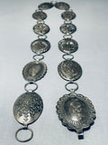 Vince Platero Vintage Native American Navajo Hand Tooled Sterling Silver Concho Belt-Nativo Arts
