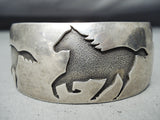 Henry Nez Vintage Native American Navajo Sterling Silver Horses Bracelet-Nativo Arts