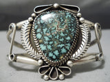 Important Vintage Native American Navajo Last Chance Turquoise Sterling Silver Bracelet Old-Nativo Arts