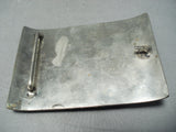 Huge 171 Gram Van Thomas Vintage Native American Navajo Bears Hand Carved Sterling Silver Buckle-Nativo Arts