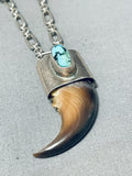 Powerful Vintage Native American Navajo Turquoise Sterling Silver Necklace-Nativo Arts