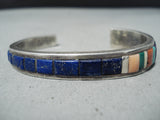 Important Vintage Native American Navajo Lapis Sterling Silver Bracelet Old-Nativo Arts