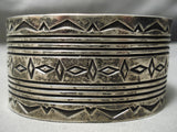 Important Earlier Vintage Native American Navajo Tooled Bruce Morgan Sterling Silver Bracelet-Nativo Arts