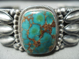 Important Vintage Native American Navajo Stan Parker Turquoise Coil Sterling Silver Bracelet-Nativo Arts