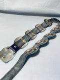 Will Blackgoat Hand Tooled Vintage Native American Navajo Sterling Silver Concho Belt-Nativo Arts