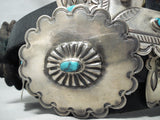 Heavy 600 Gram Vintage Native American Navajo Turquoise Sterling Silver Concho Belt Old-Nativo Arts