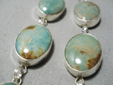 Long 3 Tier Navajo Royston Turquoise Native American Sterling Silver Earrings-Nativo Arts