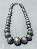 One Of The Best Earlier Vintage Native American Navajo Hand Tooled Sterling Silver Necklace-Nativo Arts
