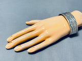 Awesome Vintage Native American Navajo Handcarved Smooth Sterling Silver Bracelet-Nativo Arts