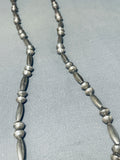 Rare Longer Authentic Vintage Native American Navajo Sterling Silver Cross Necklace-Nativo Arts