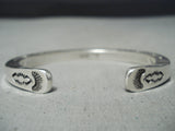 Thick Detailed Cubed Cuff Vintage Native American Navajo Sterling Silver Bracelet-Nativo Arts
