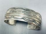 Fan Platero Vintage Native American Navajo Hand Forged Sterling Silver Bracelet-Nativo Arts