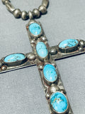 Newsworthy Vintage Native American Zuni Turquoise Sterling Silver Cross Necklace-Nativo Arts