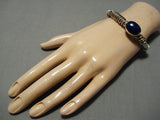 Important Vintage Native American Navajo 14k Gold Lapis Sterling Silver Bracelet Cuff Old-Nativo Arts