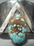 Native American Heavy 243 Gram Natrive American #8 Turquoise Sterling Silver Bracelet-Nativo Arts