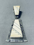 Exquisite Vintage Native American Navajo Yellow Shell Sterling Silver Pendant Signed-Nativo Arts