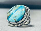 Massive Inlay Native American Navajo Channel Turquoise Sterling Silver Ring-Nativo Arts