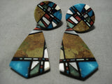 Native American Important Chris Nieto Santo Domingo Turquoise Inlay Sterling Silver Earrings-Nativo Arts
