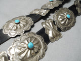 Amazing Vintage Navajo Old Kingman Turquoise Sterling Silver Concho Belt Native American-Nativo Arts