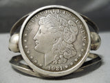 Thick Vintage Native American Navajo 1921 Coin Sterling Silver Bracelet Old-Nativo Arts