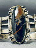 Early Vintage Native American Navajo Petrified Wood Sterling Silver Bracelet-Nativo Arts