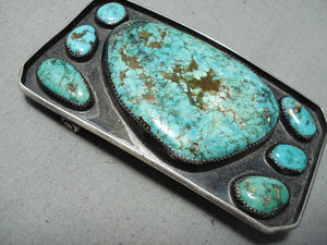 Colossal Heavy Vintage Native American Navajo Turquoise Sterling Silver Buckle Old-Nativo Arts