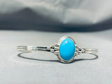 Elegant Native American Navajo Sleeping Beauty Turquoise Sterling Silver Bracelet-Nativo Arts