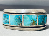 Native American Important Evangeline Tsabetsyae Vintagew Zuni Turquoise Sterling Silver Bracelet-Nativo Arts