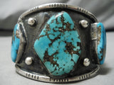 Museum Vintage Native American Navajo Morenci Turquoise Sterling Silver Bracelet Old-Nativo Arts